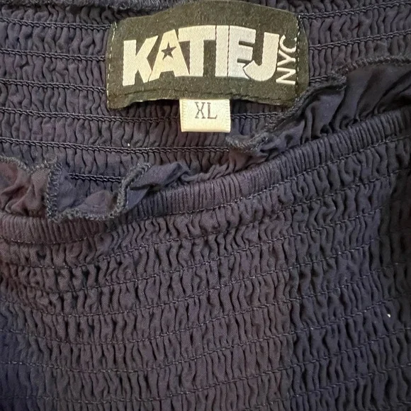Katie J NYC Navy Ruffled Dress - Picture 2 of 2